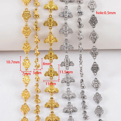 D869 Cute Children Chain Jewelry Bee cat Paw Connectors Chains Tarnish Free 18K PVD Gold Stainless Steel Chain for Making