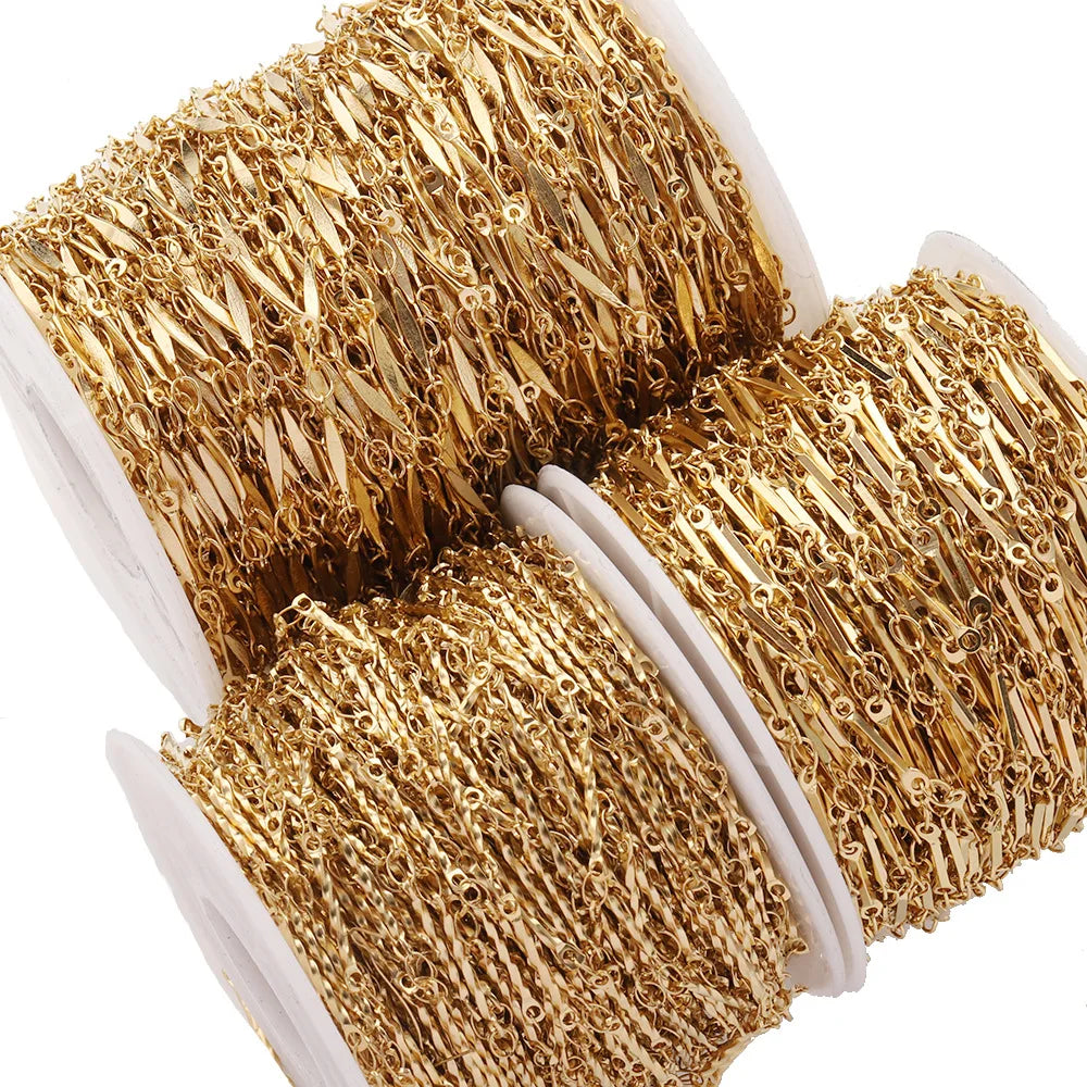B3823 18k Gold Chain Stainless Steel Non-tarnished Chain Necklace Accessory Bulk Chain for Diy
