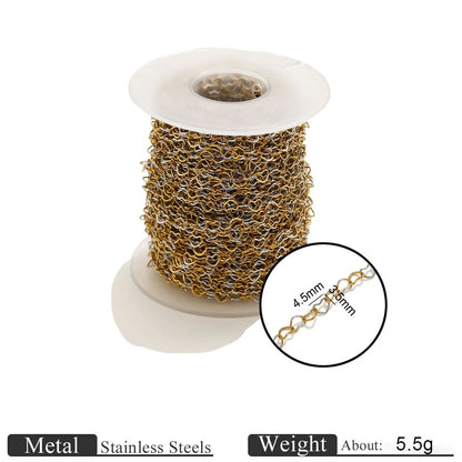 D1060 Two Tones Gold Silver Mixed Stainless Steel Chain Heart Oval Rope Paper Clip Chains PVD 18K Gold Plated for Jewelry DIY