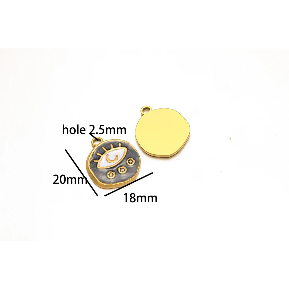 Design Dainty Enamel Eye Stainless Steel 18K Gold Plated Zircon Eyes Charm Pendant for Jewelry Earring Necklace Making