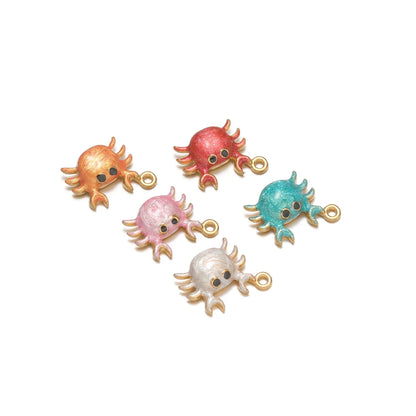 High Quality Jinrou 18K Gold Plated Stainless Steel Enamel Crab Shape Pendant Findings for Necklace and Earrings Jewelry Making