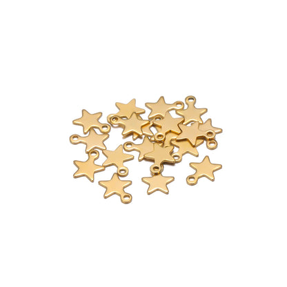 Fashion No TarnishStainless Steel 18k Gold Plated 8mm Star Charm Pendant for DIY Jewelry Making Accessories