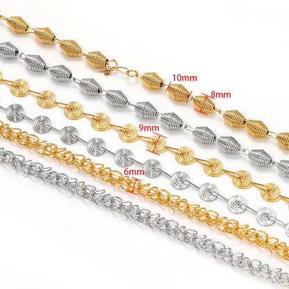 E551 18k Gold Stainless Steel Vintage Chunky Necklace Chain Accessories Link Beaded Chains for Custom Jewelry