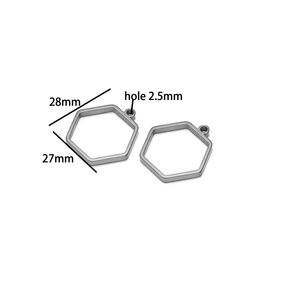 304 Stainless Steel 18k Gold Plated Rhombus Heart Moon Square Charm Pendant for DIY Handmade Necklace Jewelry Making