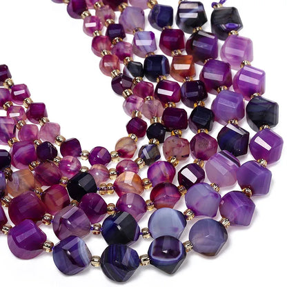 Faceted Helix Twisted 6mm 8mm 10mm Jade Agate Gemstone Beads, Cut Stone Obsidian Rose Quartz Bead for DIY Jewelry Making 18CM