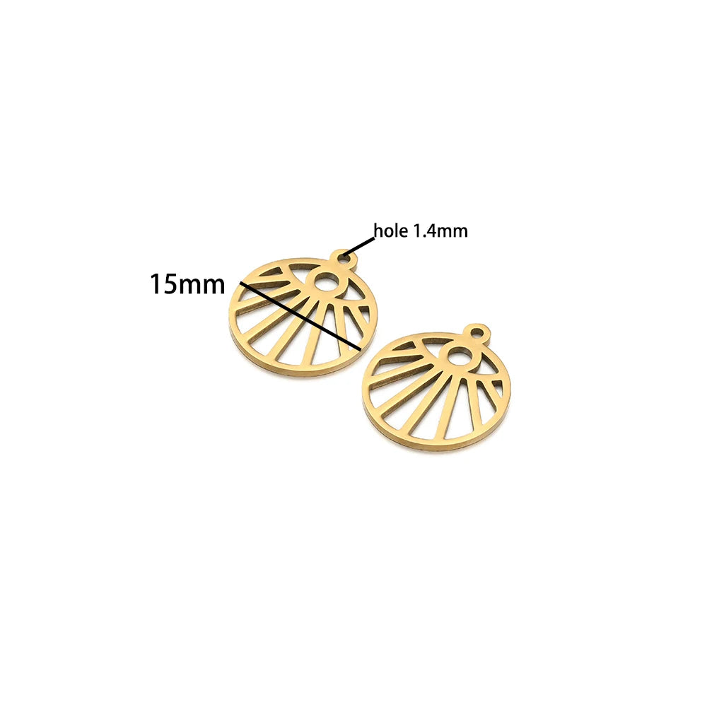 DIY Pendants Stainless Steel 18k Gold Plated Hollow Cactus Butterfly Star Sun Eyes Charm Pendants for Jewelry Necklace Making