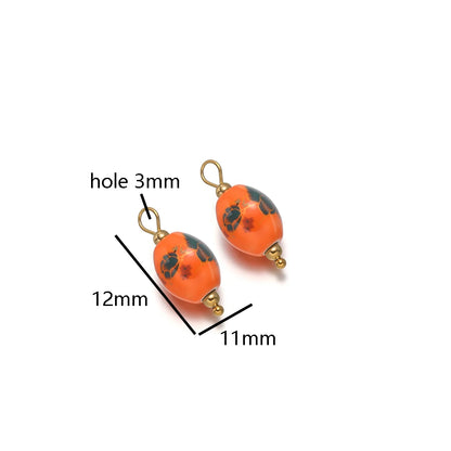 New Diy Necklace Pendant 18k Gold Plated Stainless Steel Ceramic Round Heart Star Oval Pendant for Handmade Jewelry Making