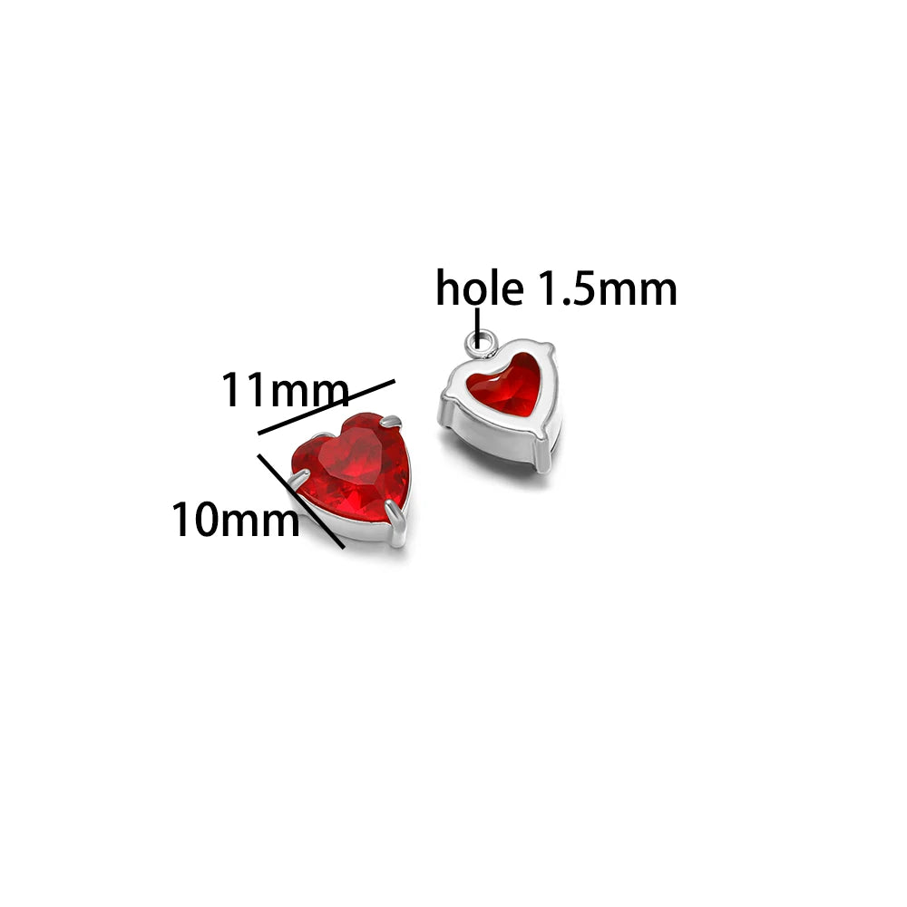 Fashion DIY Jewelry Findings 18k Gold Plated Stainless Steel  Heart  Zircon Charm Pendant for Jewelry Making Accessories