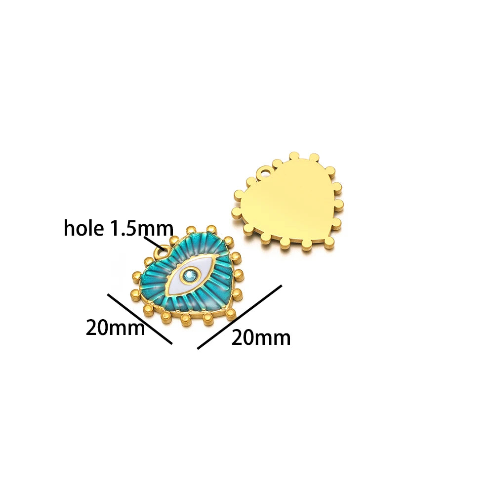 Design Dainty Enamel Eye Stainless Steel 18K Gold Plated Zircon Eyes Charm Pendant for Jewelry Earring Necklace Making