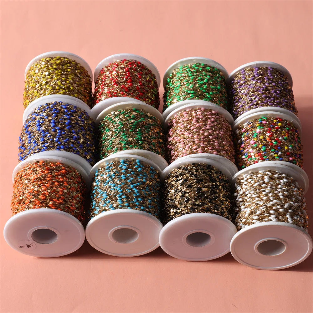 B4254 INS Stainless Steel Roller Chain Colorful Enamel Charm Connector Chain Waterproof Chains Making