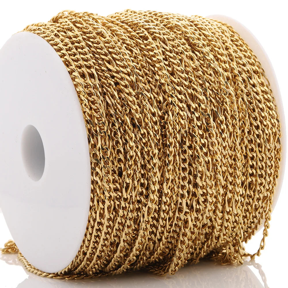 E728 Amazing High Quality Stainless Steel Chain Figaro Necklace Bulk Jewelry Roll Chain for Jewelry Diy