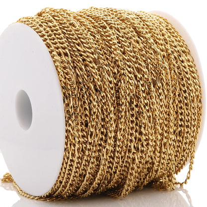 E728 Amazing High Quality Stainless Steel Chain Figaro Necklace Bulk Jewelry Roll Chain for Jewelry Diy