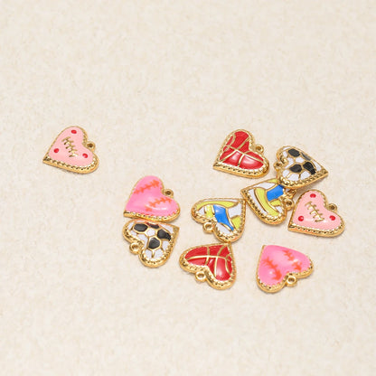 Vintage Romantic 18k Gold Plated Stainless Steel Enamel Heart Charm Pendant for DIY Handmade Necklace Earrings Jewelry Making