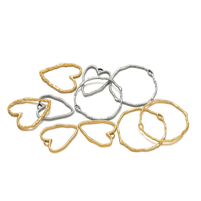 Trendy Jewelry Accessories Stainless Steel18k Gold Plated Heart Circle Charms Pendant for DIY Jewelry Necklace Earring Making