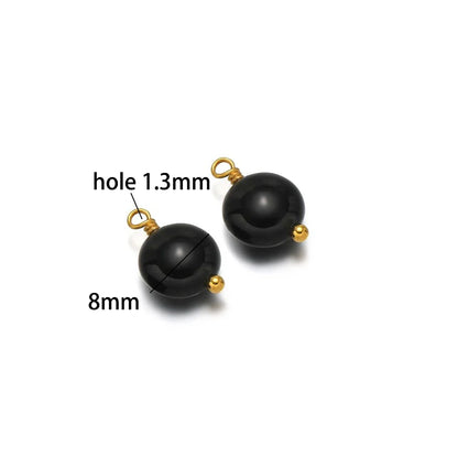 Handmade Stainless Steel 18K Gold Plated 8mm Natural Stone Charm Pendant for Jewelry Necklace Making Wholesale