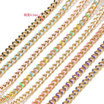 B3334 Enamel Cuban Chain Trunk Stainless Steel Chain Gold Filled Chain for Men Necklace
