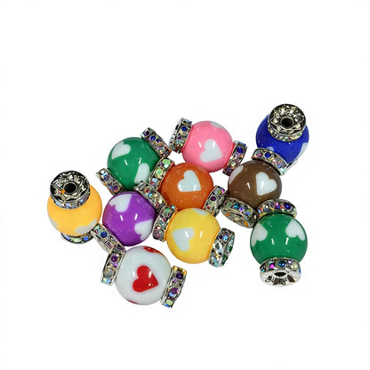 Multi-Color 12mm Round Heart Prints Acrylic Lantern Beads for Pen Beads