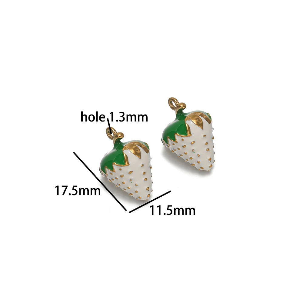 Fruit Series Charm Stainless Steel 18k Gold Plated Oil Drop Strawberries Pineapples Pumpkins Pendant for Jewelry Necklace Making