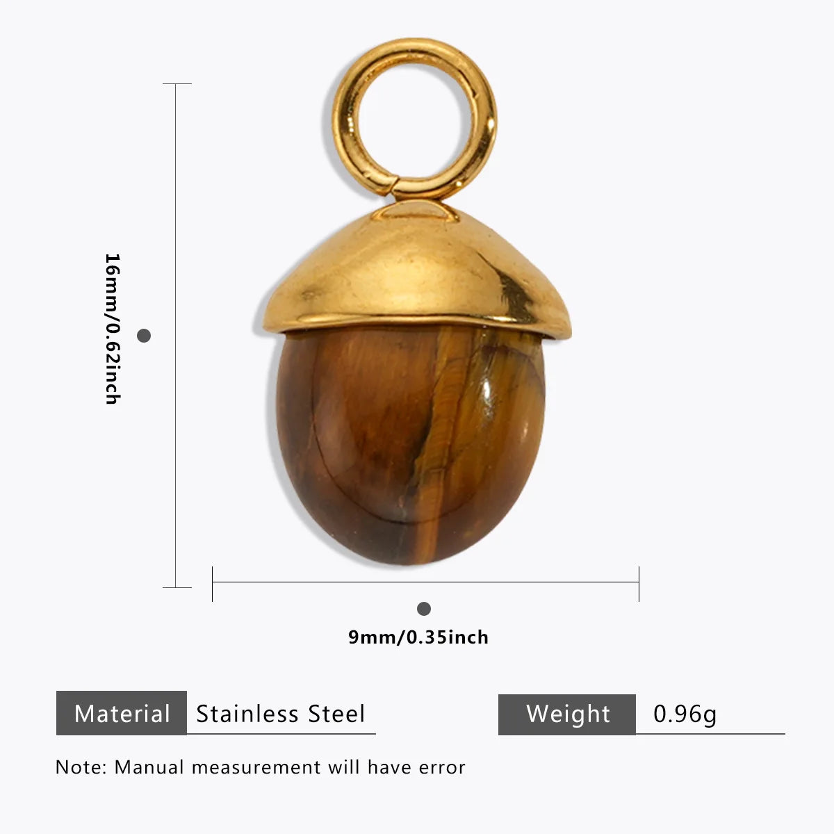 Vintage Handmade DIY Stainless Steel Gold Plated Tiger Eye Stone Charm Pendant for Necklace Jewelry Making