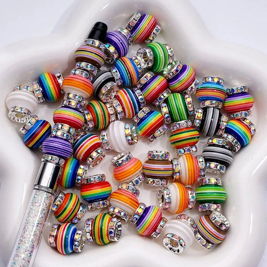 Multicolor Acrylic Plastic Lucite Beads Rainbow Wheel Abacus Flat Spacer for Keychain Badge Reel and Pen Making
