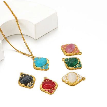 Fashion Stainless Steel 18k Gold Plated Enamel Lantern Charms Pendant for Women Jewelry Necklace Earrings Making