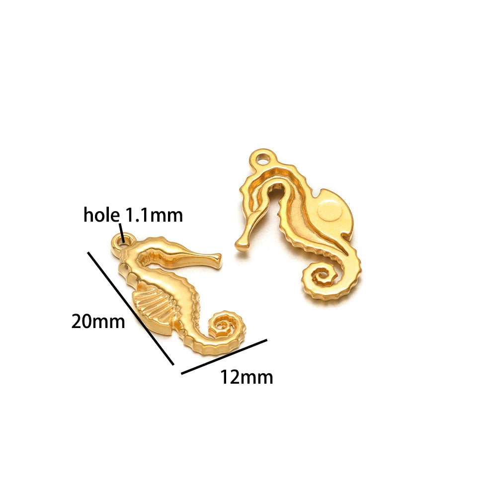 Hot Sale 18k Gold Plated Stainless Steel Enamel Crab Starfish Turtle Octopus Shell Charm Pendant for DIY Necklace Jewelry Making