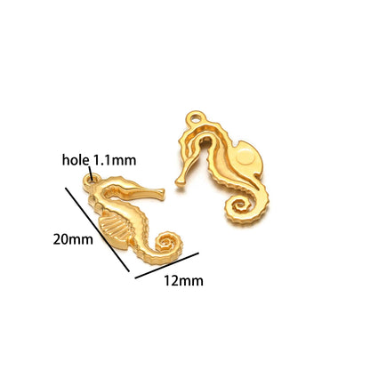 Hot Sale 18k Gold Plated Stainless Steel Enamel Crab Starfish Turtle Octopus Shell Charm Pendant for DIY Necklace Jewelry Making