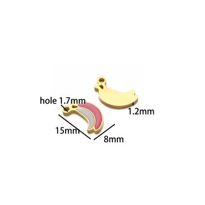 Cute Stainless Steel 18K Gold Plated Enamel Banana Cherry Butterfly Watermelon Charm Pendant for Jewelry Earring Necklace Making