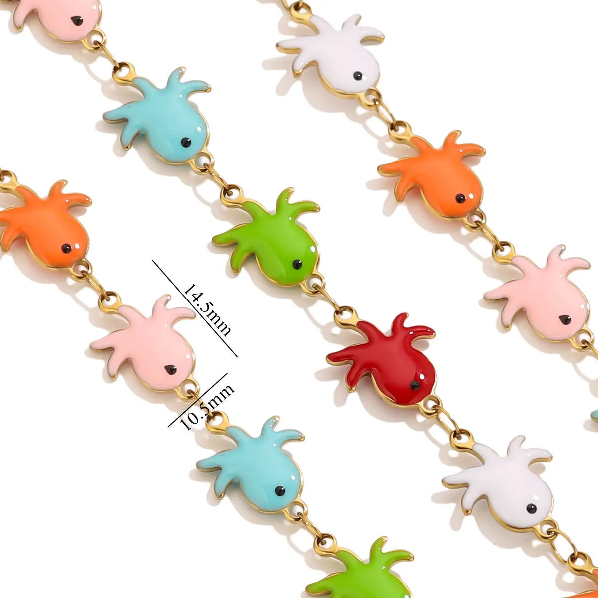 D829 Stainless Steel Ocean Series Enamel Roll Chains Starfish Octopus Fish Connector Chains DIY for Bracelet Necklace Making