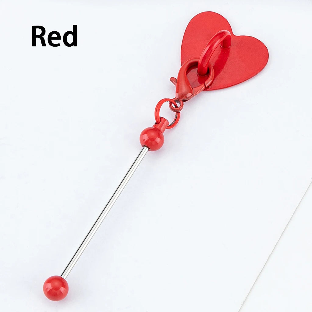 DIY Beadable Keychain Bar with Heart Sticker Adhesive Cup Pendant Mini Lobster Clasp