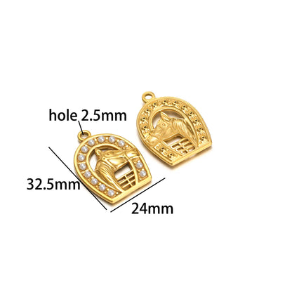 5pcs/bag Gold Plated Stainless Steel Horse Sea Horse Pearl Charm Pendant for DIY Jewelry Necklace Making