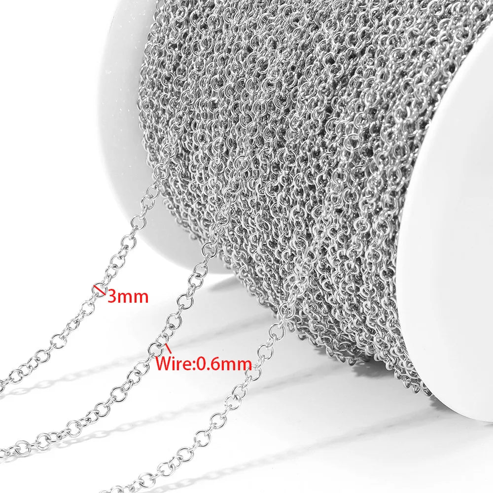 E612  Fashion Stainless Steel Roller Chain Cross Chain Extended O Chain for Jewelry Making