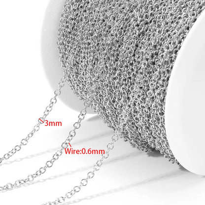 E612  Fashion Stainless Steel Roller Chain Cross Chain Extended O Chain for Jewelry Making