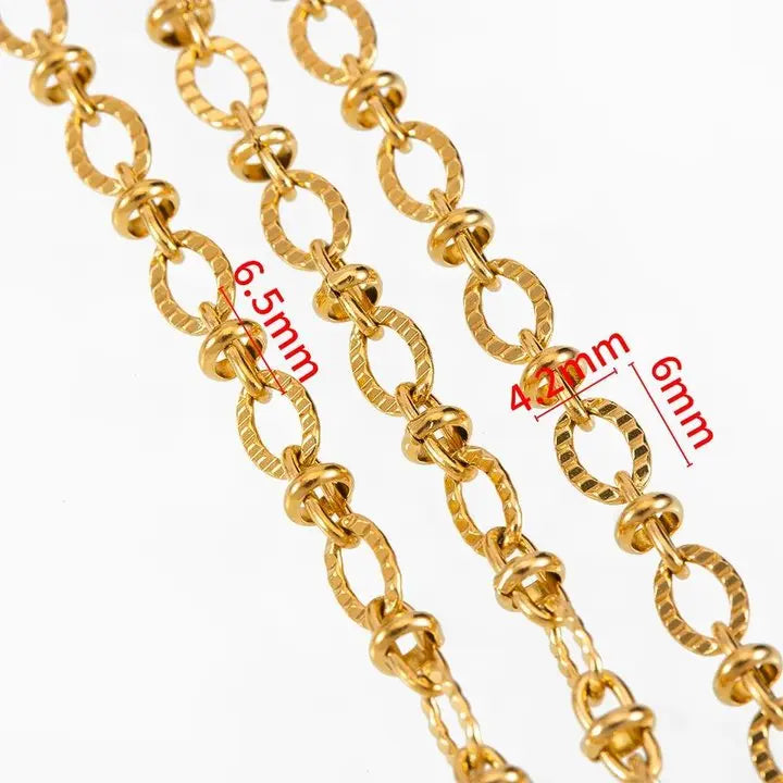 E208 Fashion Silver Gold Plated Chain Waterproof Stainless Steel Roller Link Chains for Jewelry Custom Diy