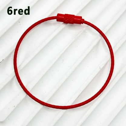 100pcs Solid Color Spray Painted Beadable Classic Gift Keychain Ring Rotatable Screw Wire Rope DIY Bag Jewelry Accessories