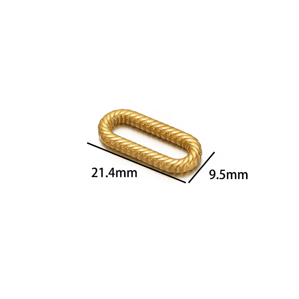 18K Gold Plated Stainless Steel Irregular Textured Oval Charm Pendant for Jewelry Necklace Earring Making Accessories