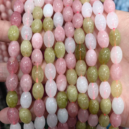 New Natural 8x12mm Rice Dyed Rainbow Colorful Jade Loose Bead, Mutil-color Jade Tourmaline Beads for DIY Women Jewelry Making