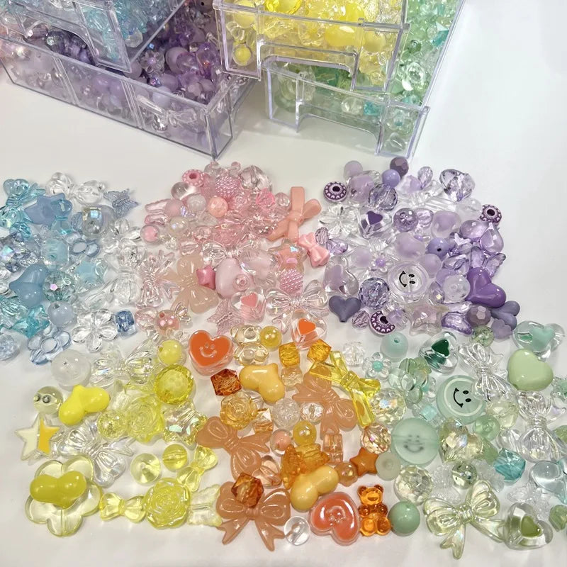 DIY Transparent Acrylic Beads Handmade Material for Jewelry Making  Bracelet Mobile Phone Chain Mixed Shapes Key Chain
