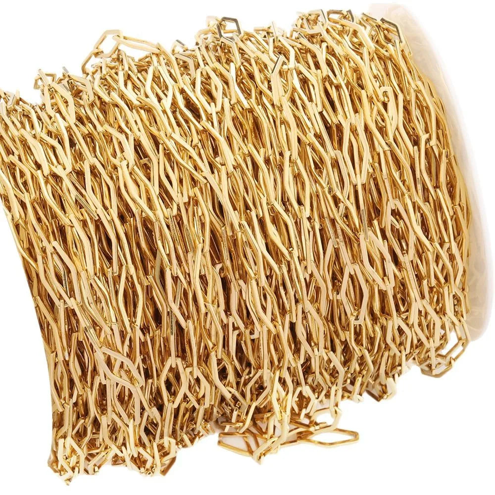 D147 Hot Non Tarnish 18k Gold Plated Stainless Steel Necklace Bracelet Chain Jewelry Making Findings Rhombus Chains