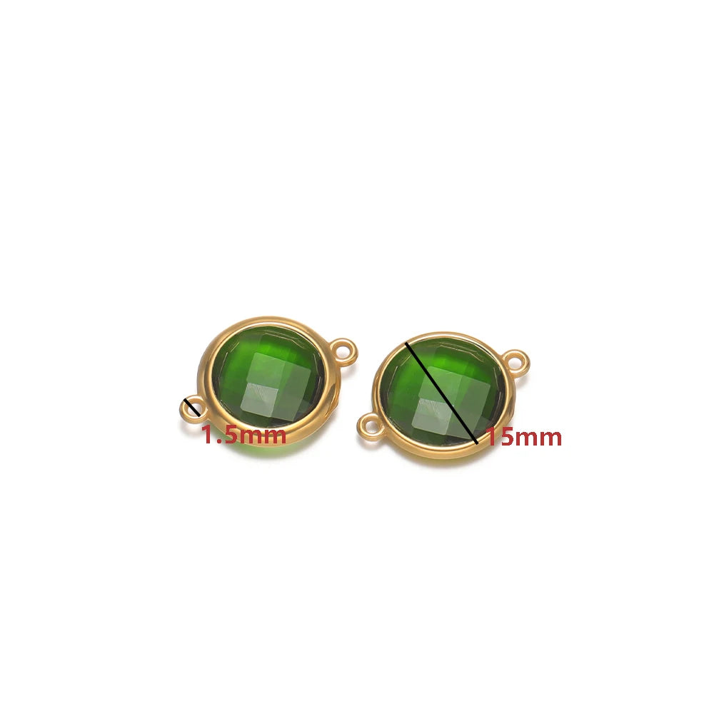 18K Gold Plated Stainless Steel Enamel Round Pendant Findings for Necklace Earrings Garment Making
