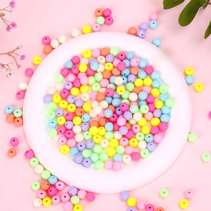 500g Wholesale Lucite Beads 4-10mm Multi Color Acrylic Beads for Crafting