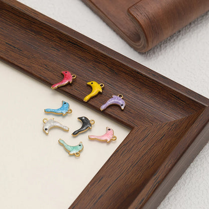 New Arrival 18k Gold Plated Stainless Steel Cartoon Dolphin Shaped Charm Pendant for Necklace Jewelry Making