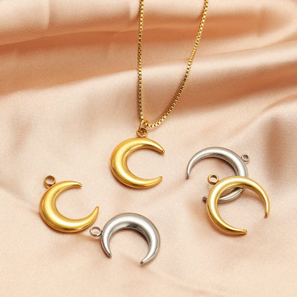 Top Quality Stainless Steel 18k Gold Plated Moon  Light Luxury Niche Design Pendant for Women's Jewelry Necklace