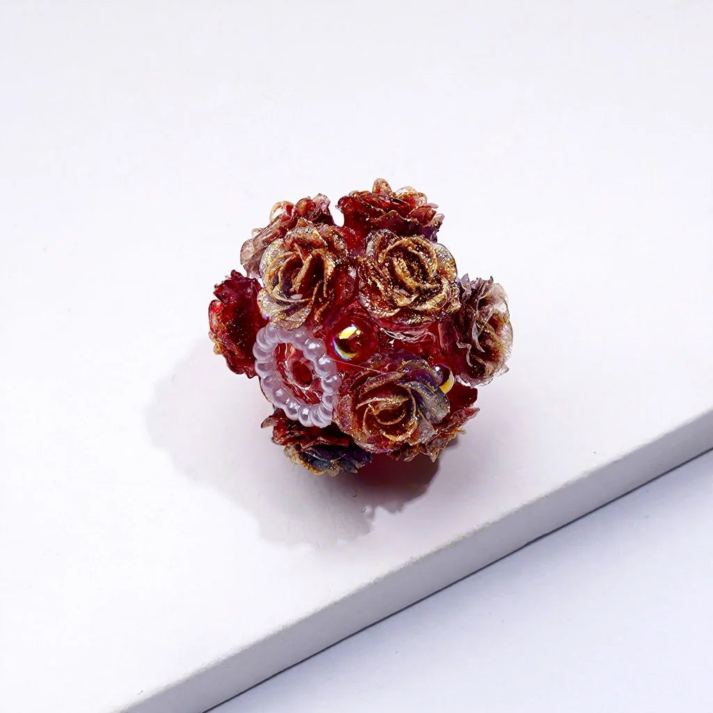 Mini Rose Flower Cute Pearls Round Beads 3D Simulation Ceramic Polymer Loose Beads for DIY Jewelry Making