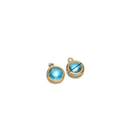 18K Gold Plated Stainless Steel Enamel Round Pendant Findings for Necklace Earrings Garment Making