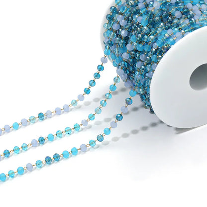 E747 3mm Bead Chain Stainless Steel Crystal Jewelry Chain Colorful Beaded Chain Diy Necklace Bracelet Jewelry Accessories