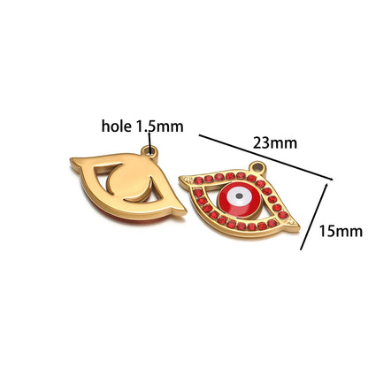 High Quality Stainless Steel 18k Gold Plated Zircon Enamel Eyes Charm Pendant for Jewelry Making Wholesale