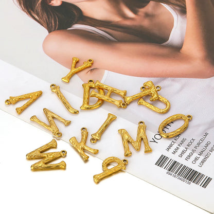 Fashion Stainless Steel 18k Gold Plated 26 Letter Alphabet Initial Charm Pendant for Jewelry Making Wholesale