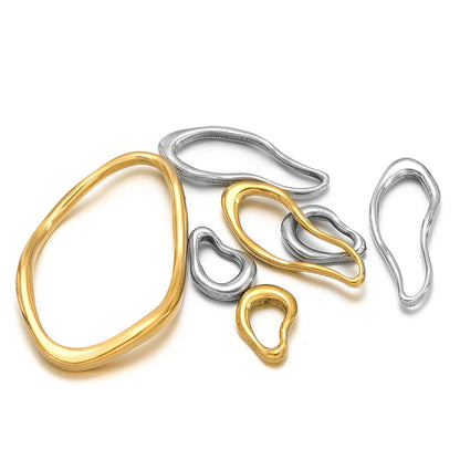 New Design 18k Gold Plated Stainless Steel Irregular Oval Charm Beads Pendant for DIY Jewelry Making Accessories