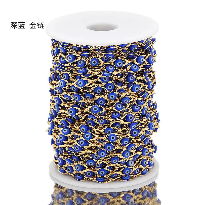 B3272 6mm Gold Filled Chain Ins Stainless Steel Chain Eye Enamel Charms Chain for Making